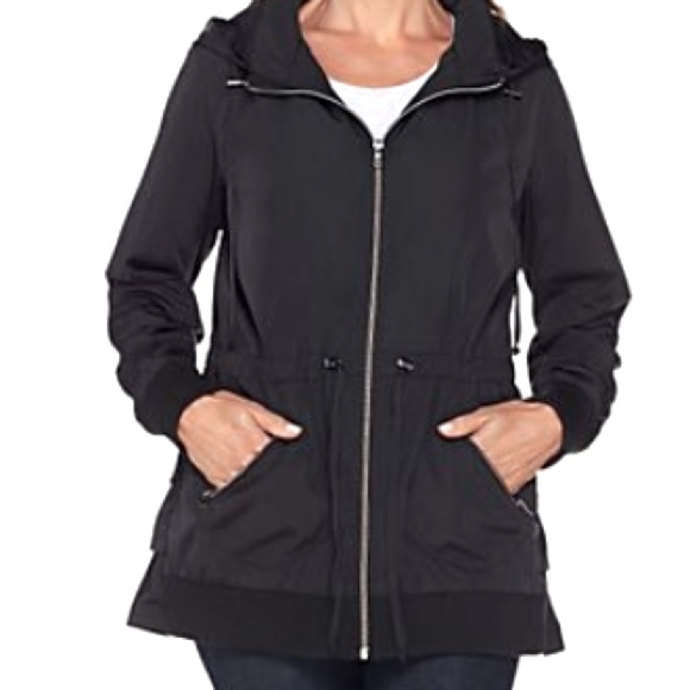LOGO by Lori Goldstein Black Zip Jacket - Size 8